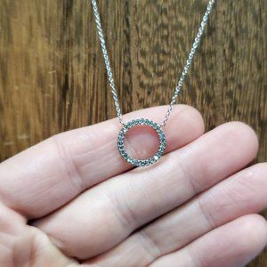 18 Inch 925 Sterling Silver Cute Circle Bright Crystal Chain Necklace